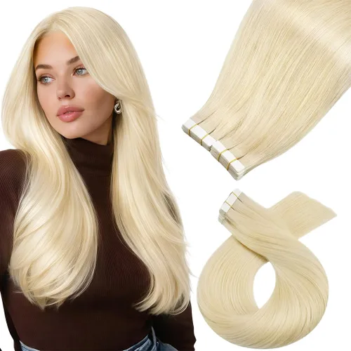 Miniatura 50 de Moresoo Extensiones de cabello humano real con cinta adhesiva, sin costuras, #1 negro azabache, 20 piezas, 1.76 oz (50 g), 24 pulgadas