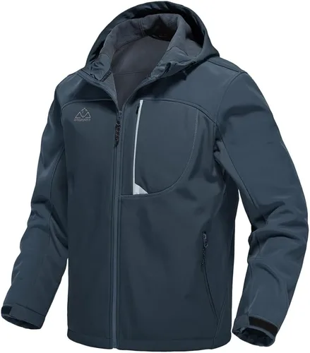 Miniatura 8 de Gopune Chaqueta Ligera de Carcasa Suave para Hombre con Forro Polar Impermeable con Capucha para Senderismo Chaqueta de Invierno