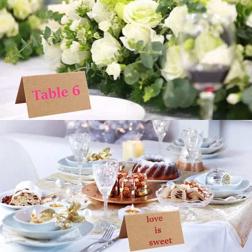 Miniatura 5 de 10 tarjeteros de madera rústica para mesa de madera con 20 tarjetas de mesa de papel kraft para colocar tarjetas de mesa para fiestas, bodas
