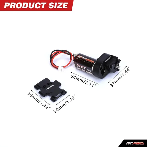 Miniatura 2 de RCAWD Transmisión de motor cepillado de 180 tamaños montada, montaje de motor para 1/18 FMS EAZYRC ROC Hobby Crawlers Piezas de actualización negro