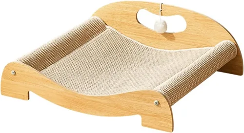 Miniatura 8 de Cama rascador de sisal para gatos de interior, hamaca extra grande para rascar, poste rascador de sisal natural, muebles de madera maciza