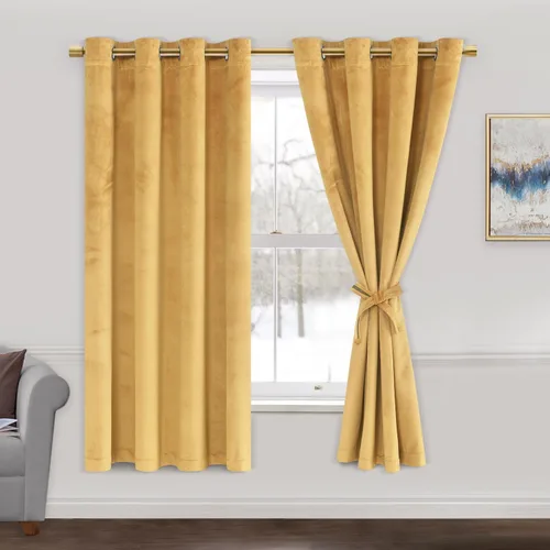 Miniatura 141 de JIUZHEN - Cortinas de terciopelo gris de 63 pulgadas opacas para sala de estar - Cortinas gruesas de terciopelo con ojales para ventana