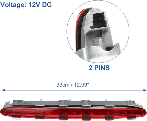 Miniatura 5 de X AUTOHAUX Tercera luz de freno trasero de alto nivel A2098200156 para Mercedes-Benz CLK 320 Base 3.2L V6 - Gas 2003-2005 Rojo