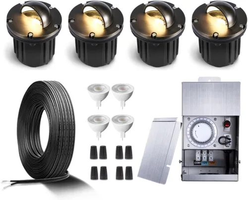 Miniatura 9 de Gardenreet - Luz de pozo de latón de 12 V para exteriores, impermeable, iluminación de paisaje, faro superior de bajo voltaje LED Ip65, bronce