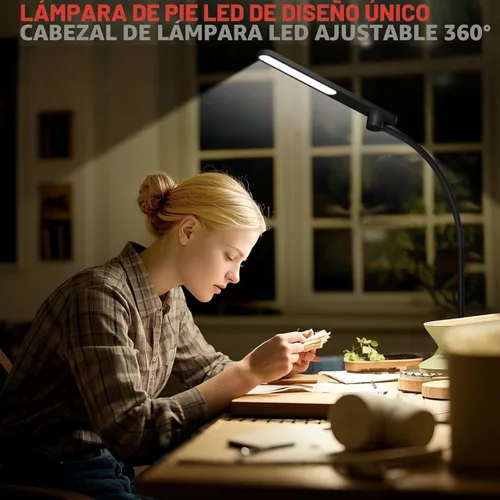 Miniatura 6 de Lámpara de pie LED Honeywell, lámparas de pie F4 Sunturalux™ de cuello de ganso para sala de estar, lámpara de pie alta regulable sin escalones Negro