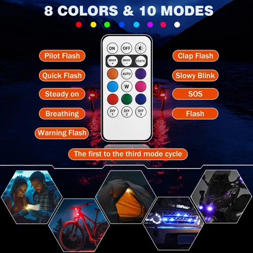 Miniatura 5 de 4 piezas de luces estroboscópicas LED inalámbricas con control remoto, luces LED recargables inalámbricas de 8 colores para Halloween