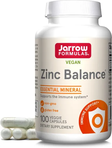 Balance de zinc Jarrow Formulas, refuerza el sistema inmunológico y proporciona protección antioxidante, 100 cápsulas