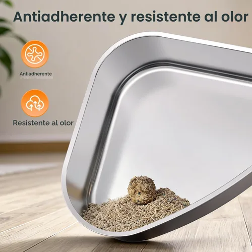 Miniatura 3 de Chumajor Caja de arena XXL de acero inoxidable para gatos con tapa, resistente, sin olor y ahorro de espacio, diseño oculto para gatos grandes