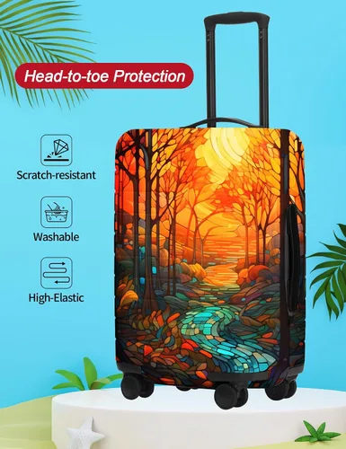 Miniatura 2 de URBEST Funda protectora para maleta, antiarañazos y suciedad, Otoño de vidrieras