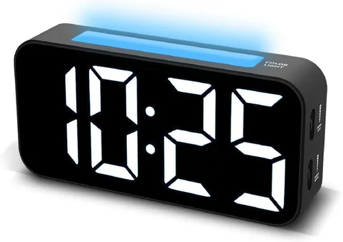 Miniatura 9 de Relojes despertadores fuertes Topski para dormitorios para personas que duermen pesadas, reloj de cabecera digital con luz nocturna, pantalla RGB