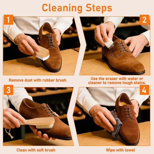Miniatura 5 de Kit de limpieza de zapatos de gamuza y nobuk de 5 piezas, limpiador de cepillo de zapatos de goma, borrador de gamuza, cepillo de gamuza suave