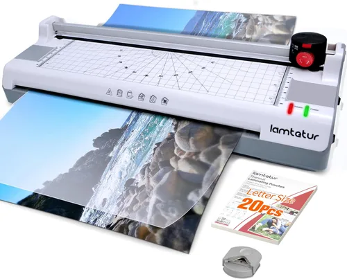 Lamtetur Laminadora 7 en 1, máquina laminadora para A3/A4/A6, máquina laminadora con hojas laminadoras, 20 bolsas para uso en oficina, hogar,