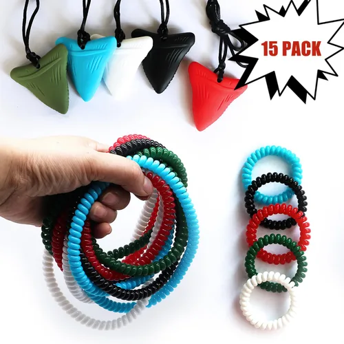 Miniatura 3 de Collares sensoriales masticables para niños y niñas, paquete de 15 pulseras elásticas masticables para niños con autismo, ansiedad, TDAH, SPD