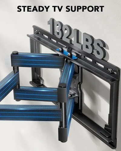 Miniatura 4 de Pipishell - Soporte de pared para TV de movimiento completo para pantallas LED de 42 a 85 pulgadas, hasta 59.8 kg, brazos articulados duales