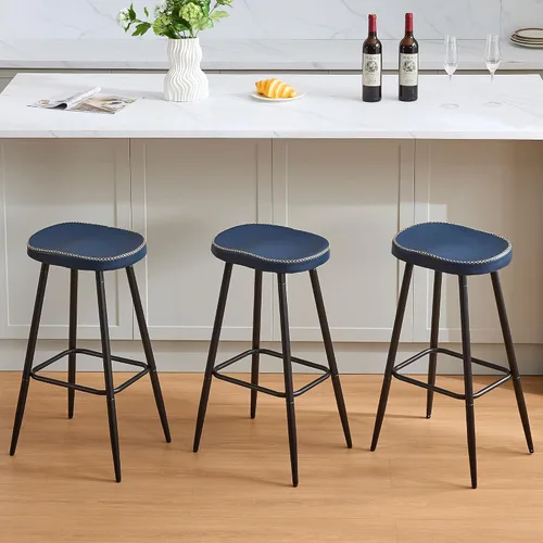 Miniatura 30 de FIRAVOE Juego de 2 Taburetes de Bar, Taburetes de Bar Modernos de 24" de Altura de Mostrador, Taburetes de Montar sin Respaldo de Cuero Sintético