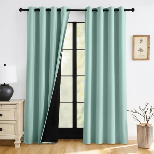 Miniatura 26 de RYB HOME Cortinas opacas grises de 63 pulgadas de largo para dormitorio, cortinas de ventana 100% opacas con aislamiento térmico y reducción