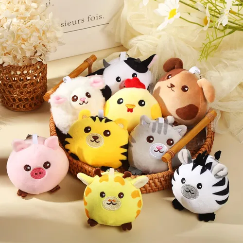 Miniatura 4 de Skylety 9 piezas de mini juguetes de animales de peluche a granel de 3.15 pulgadas, lindo llavero de peluche pequeño para niños, rellenos de bolsas