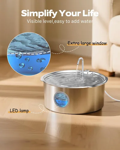 Miniatura 6 de Fuente de agua para mascotas para perros grandes: fuente de agua de metal para perros, fuentes silenciosas para gatos grandes para beber, fuente