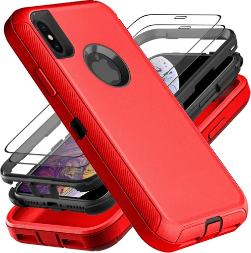 Miniatura 9 de YKHJKLEC Funda para iPhone X/iPhone Xs, grado militar 3 en 1, resistente a los golpes, a prueba de caídas, polvo con 2 protectores de pantalla