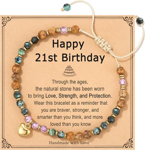 Miniatura 24 de HGDEER Regalos de cumpleaños para mujer, pulsera única de piedra natural, para mujeres, adolescentes, niñas, regalos de moda para amigas, mejores