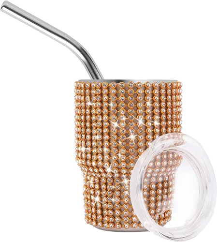 Miniatura 13 de INSTOME Vaso de chupito de acero inoxidable de 3oz con forma de diamante, vaso con pajita, color púrpura (1 unidad)