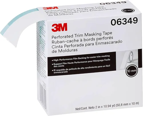 3M Cinta adhesiva perforada 06349, protección para molduras, cinta para levantar molduras, desgarre manual, banda dura de 10 mm, 50,8 mm x 10 m