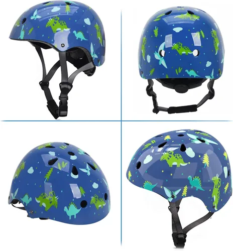 Miniatura 4 de Casco para niños con rodilleras, coderas y protectores de muñeca, equipo de protección para niños de 3 a 5-8 años para niños y niñas, apto para Azul
