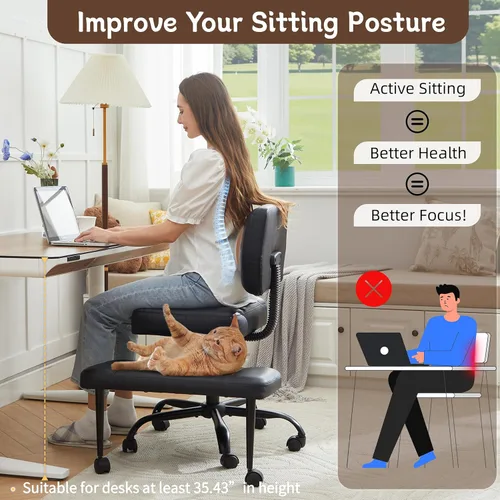 Miniatura 4 de Silla de oficina Criss Cross, silla para TDAH con reposapiés ajustable, silla de meditación giratoria de 360°, diseño flexible para el hogar, silla