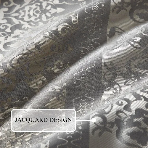 Miniatura 6 de Stratford Park - Juego de edredón de damasco de plata/marfil con mosaico, 8 piezas, funda de almohada de jacquard, falda de cama, almohada