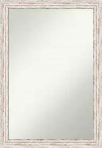 Miniatura 303 de Amanti Art Espejo de baño blanco para sobre el fregadero, 30 x 35 pulgadas, espejo de tocador rectangular estrecho de Eva de oro blanco, marco