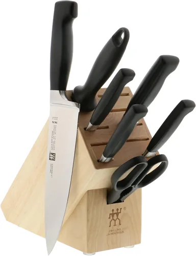 ZWILLING Four Star Anniversary - Juego de bloques de cuchillos de 8 piezas Abedul