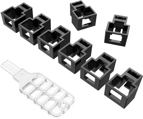 20 unidades de bloqueo de cable de red RJ45 con 1 llave, cable de red RJ45 con bloqueo, cable Ethernet con bloqueo, súper categoría 5 categoría 6