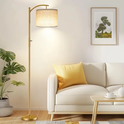 Miniatura 13 de ROTTOGOON Lámpara de pie regulable, lámparas de pie de arco para sala de estar, lámpara de pie moderna de atenuación continua con pantalla de lino