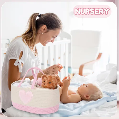 Miniatura 4 de Aliceset Organizador de pañales para bebé, niña, niño, cuerda, cesta de almacenamiento para guardería, bolsa portátil para cambiador, automóvil