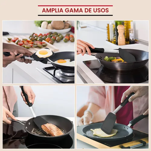 Miniatura 3 de Unicook Paquete de 2 espátulas de silicona flexible, giratorias, resistentes al calor de 600 °F, ideal para voltear huevos, hamburguesas, crepes