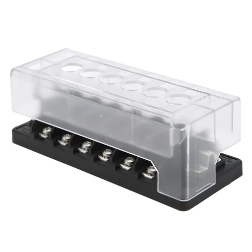 Miniatura 5 de Raguso Caja de 6 vías Coche Bloque Línea Disyuntor Estaño Plateado Cobre Independiente Circuito Buena Conductividad para Faros de Coche Navegación