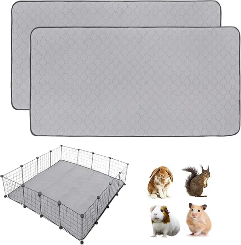 Miniatura 22 de Paquete de 2 forros para jaula de cobayas LWYMX, 24'' X 48'', almohadillas lavables para orina de cobayas, alfombrilla antideslizante reutilizable