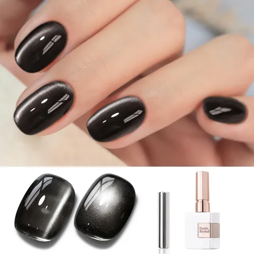 Miniatura 25 de Double Rhythm Esmalte de gel Jelly Glass de ojo de gato con imán, 0.5 onzas líquidas, brillo holográfico, brillante, translúcido