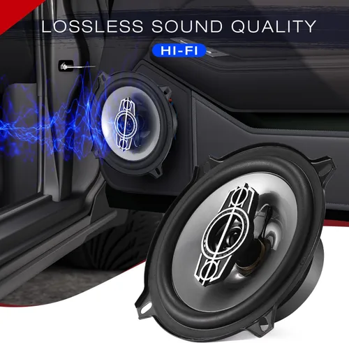 Miniatura 5 de Altavoces coaxiales de coche de 4 vías de 5 pulgadas, 300 W máx. Altavoz de audio para automóvil de 4 ohmios con tweeters de cúpula PEI, tweeters