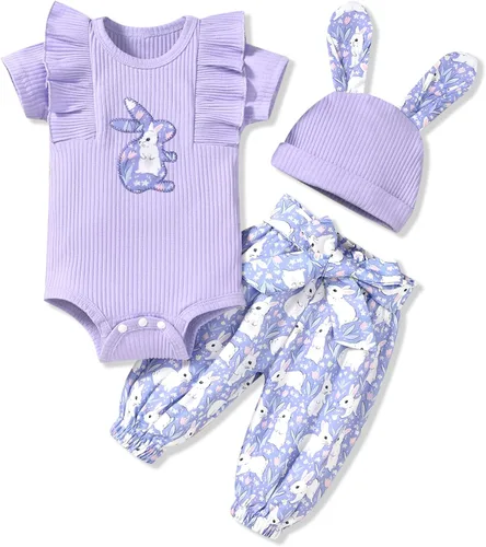 Miniatura 73 de fioukiay Conjunto de ropa de verano para bebés y niñas recién nacidas prematuros, mameluco, pantalones, diadema, conjunto de ropa para el verano