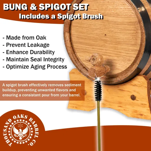 Miniatura 3 de Thousand Oaks Barrel Co. - Juego de repuesto de espita y bollo de madera para barriles de envejecimiento de roble de 10 litros y 20 litros