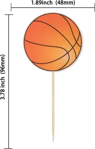 Miniatura 2 de 36 piezas de adornos para cupcakes de baloncesto, estrellas, bolas deportivas, adornos para cupcakes para jugadores de baloncesto, decoración