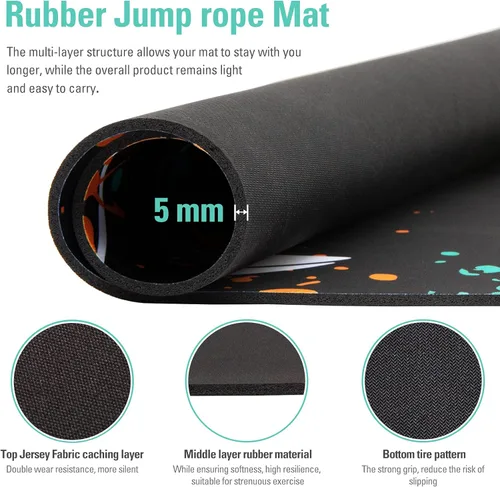 Miniatura 4 de Alfombrilla de goma grande para hacer ejercicio, para el gimnasio en casa, diseño ovalado, antideslizante, para protección de suelo y cuerda Verde