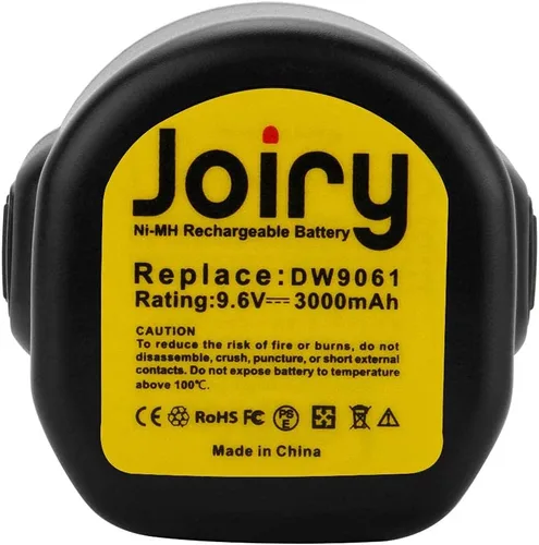 Miniatura 6 de Joiry Paquete de 2 baterías Ni-MH de repuesto de 9.6 V 3000 mAh con mayor seguridad y mayor tiempo de funcionamiento, compatible con Dewalt DE9061