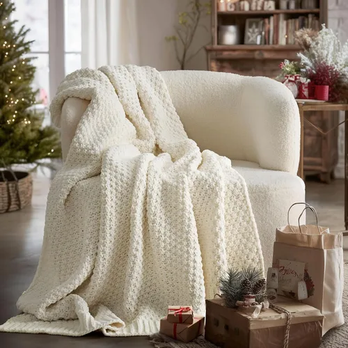 Miniatura 23 de EVERGRACEHOME Manta de punto de chenilla gruesa para sofá, suaves y lujosas mantas de punto con punto musgo para cama, acogedoras mantas decorativas