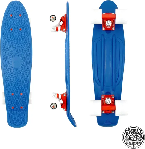 Miniatura 8 de Swell Skateboards Monopatín completo retro de plástico de 22 pulgadas y 28 pulgadas para principiantes, niños, niñas, jóvenes, adolescentes, adultos