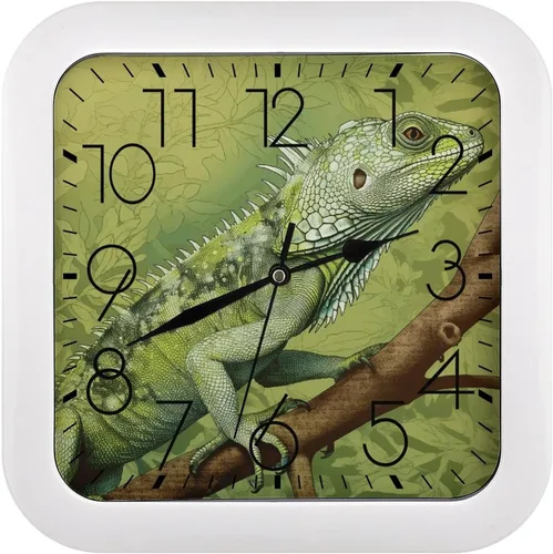 Miniatura 19 de 10" Square Modern Wall Clock,Animal Patterns Print Kitchen Clocks Wall Battery Operated,Silent Non Ticking Unique Funny Cute Wall Clock for Living