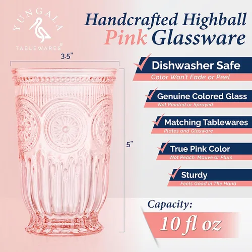 Miniatura 2 de Juego de 6 vasos altos rosados de 10 onzas