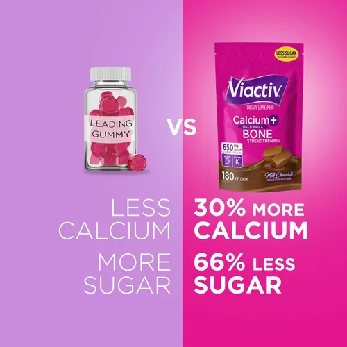 Miniatura 5 de Viactiv Calcium Plus Suplemento de vitamina D masticables suaves, marrón, chocolate con leche, 180
