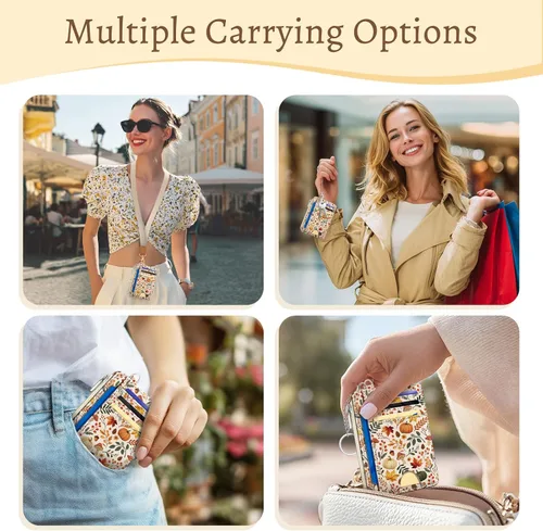 Miniatura 2 de Kelvoris Tarjetero pequeño para mujer, cartera delgada con bloqueo RFID, llavero con bolsillo para monedas con cremallera, bolsillo frontal